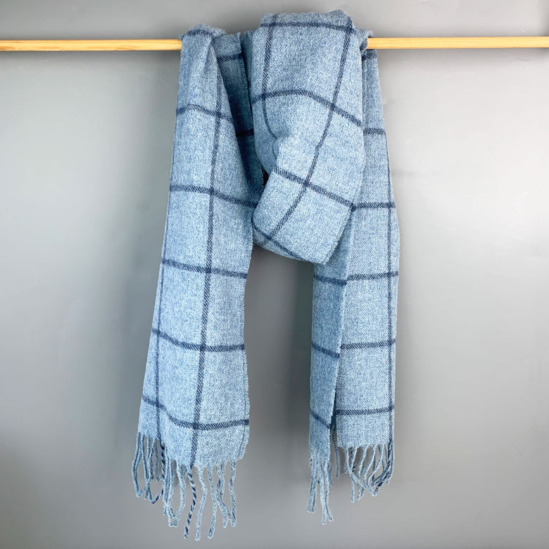 Welsh lambswool scarf - blue check
