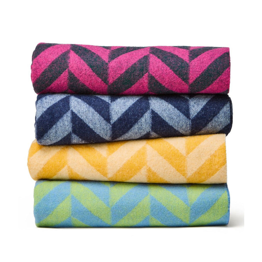 Welsh lambswool herringbone wide scarf - navy/powder blue