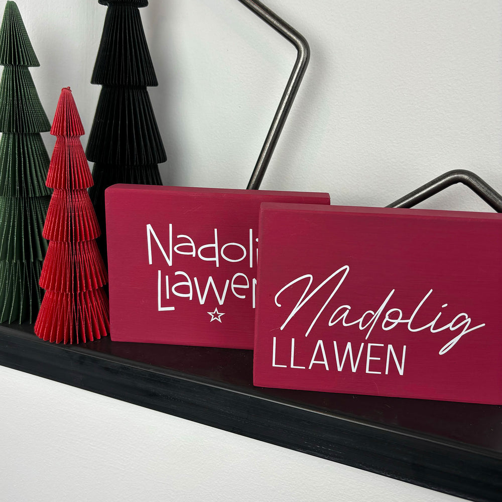 Nadolig Llawen block sign - red