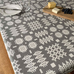 Matt grey Adra Welsh blanket print oilcloth tablecloth