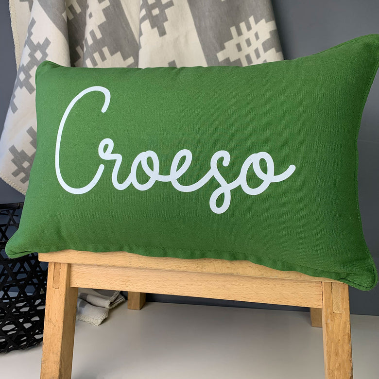 Croeso cushion - green