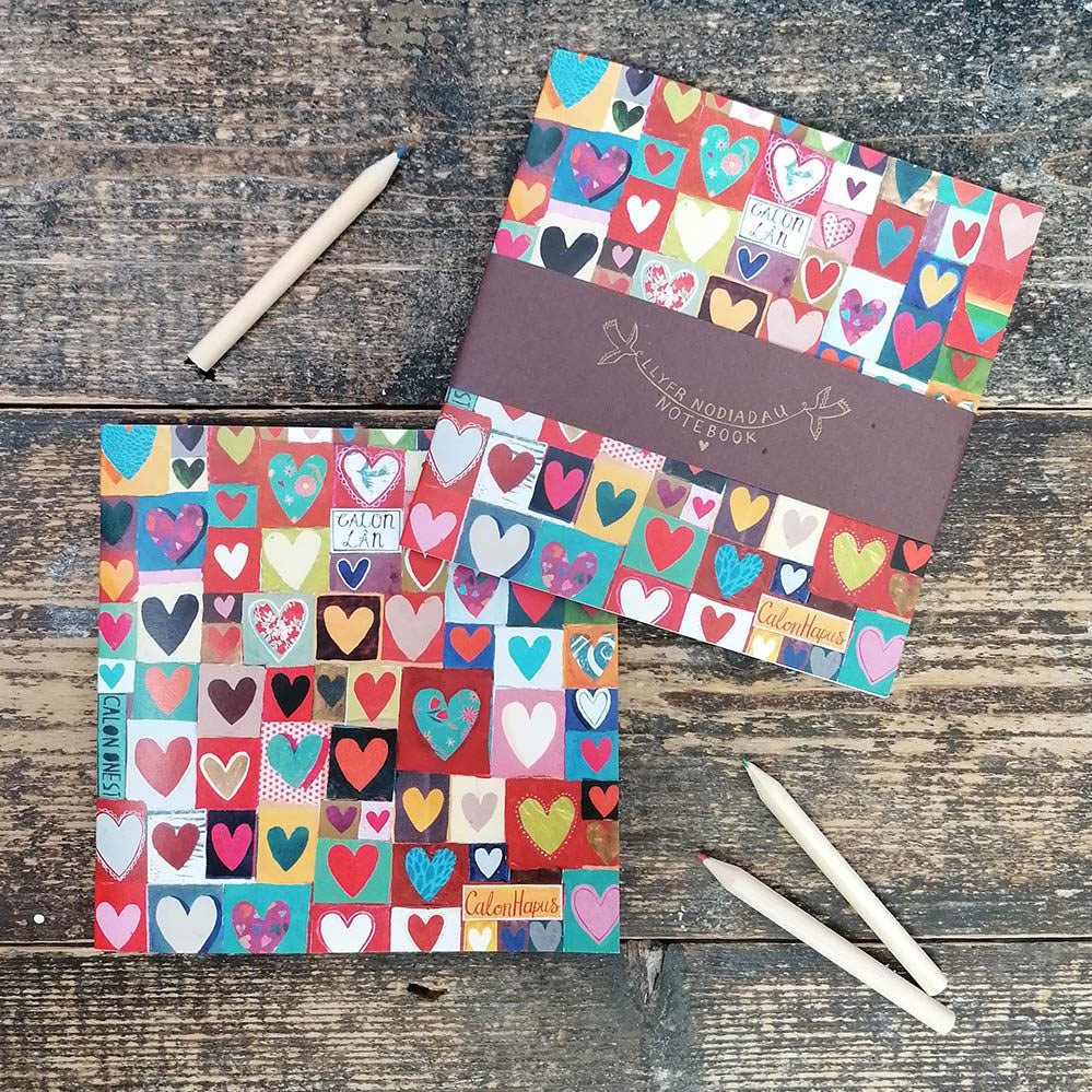 Calon Lân hearts Notebook, Welsh Gifts, Unique Welsh Gifts, Adra