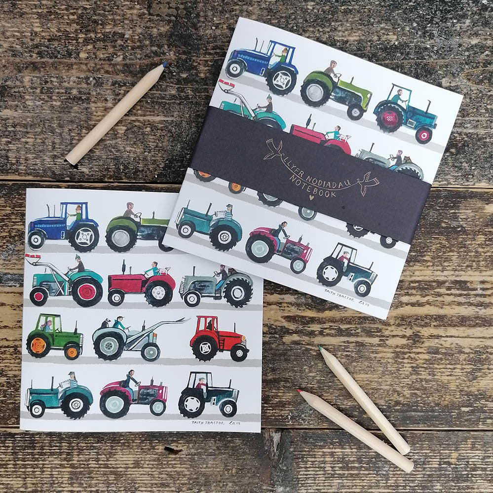 Tractors Notebook, Welsh Present Ideas, Welsh Birthday Gifts, Adra