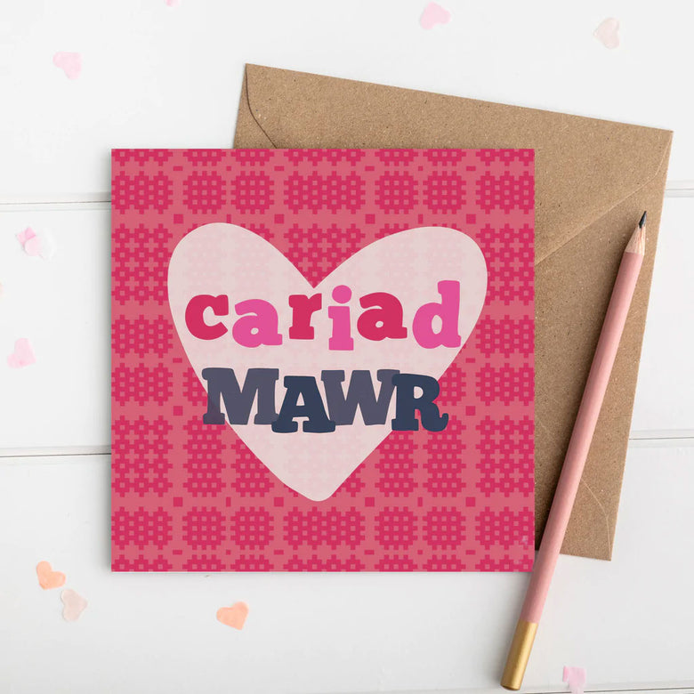 Cariad mawr card - pink