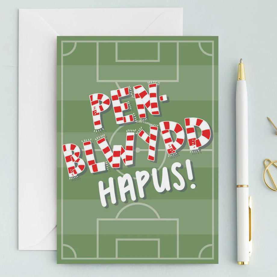 Penblwydd Hapus card - football