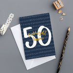 Welsh 50th Birthday Card, Welsh Occasion Cards, Welsh Cards, Adra 