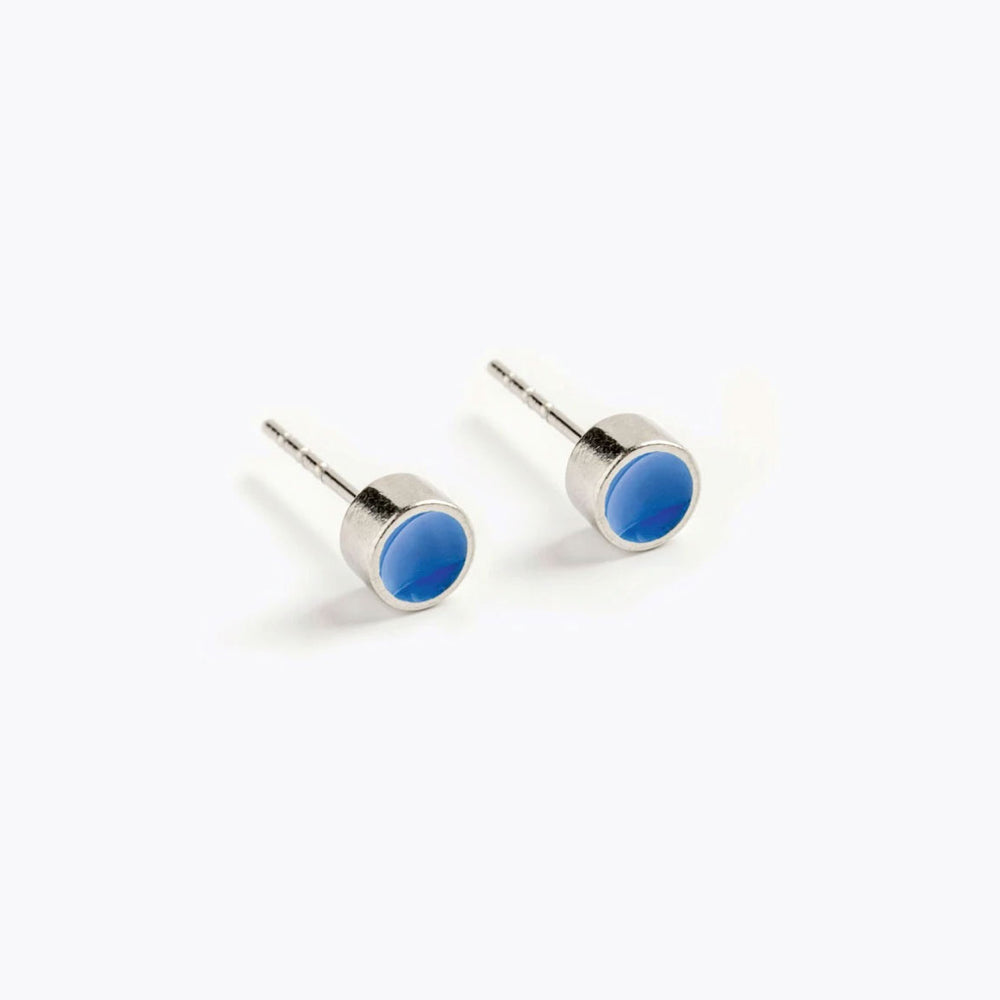 Enamel stud earrings - blue