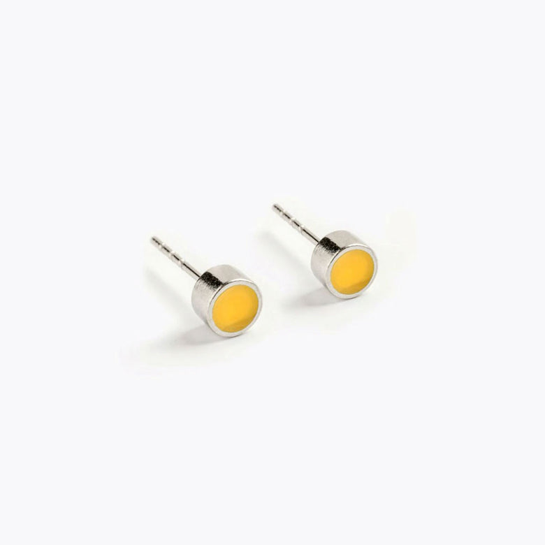 Enamel stud earrings - yellow
