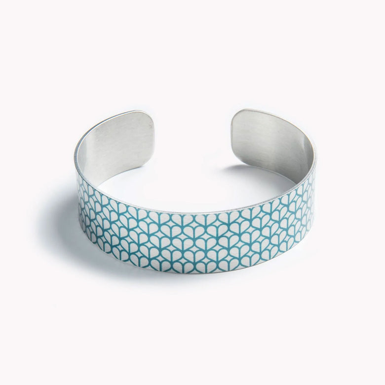 Hearts geometric cuff bracelet - teal