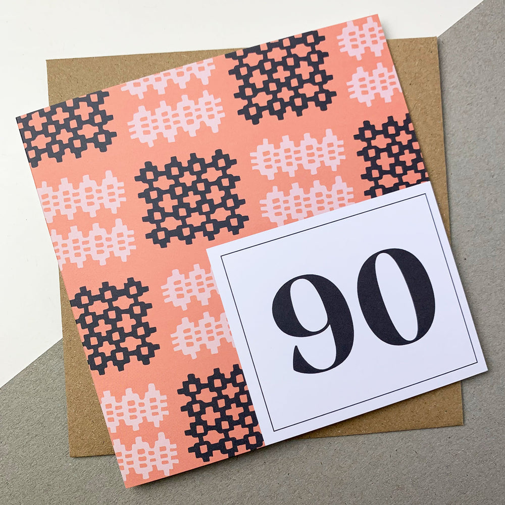 Welsh 90th Birthday (Penblwydd Hapus) Greetings Card