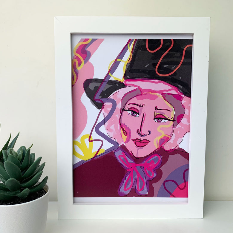 Welsh lady abstract print - A5