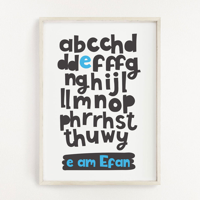 Personalised Welsh alphabet print, Personalised Welsh Gifts, Adra