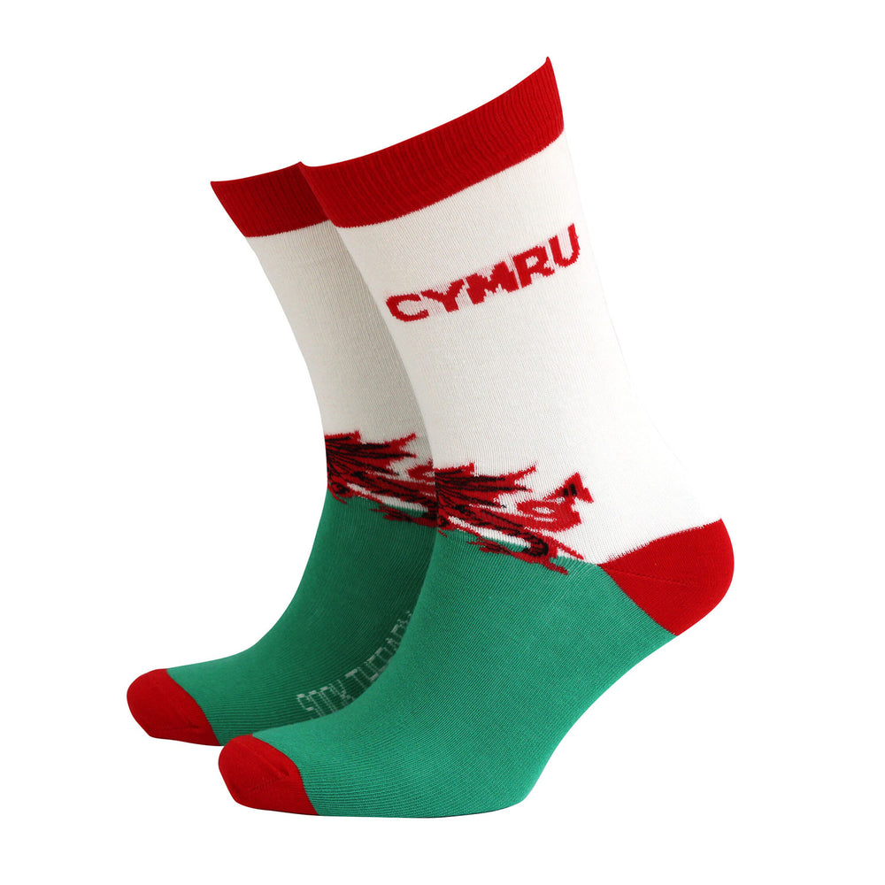 Cymru men's socks - white
