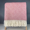 Welsh wool delamere throw in dusky pink made in Wales by Tweedmill