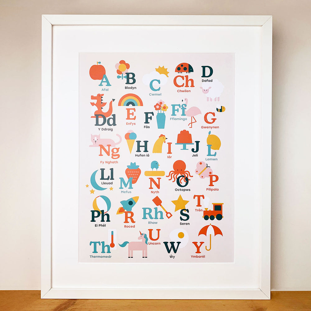 Welsh alphabet print, A3