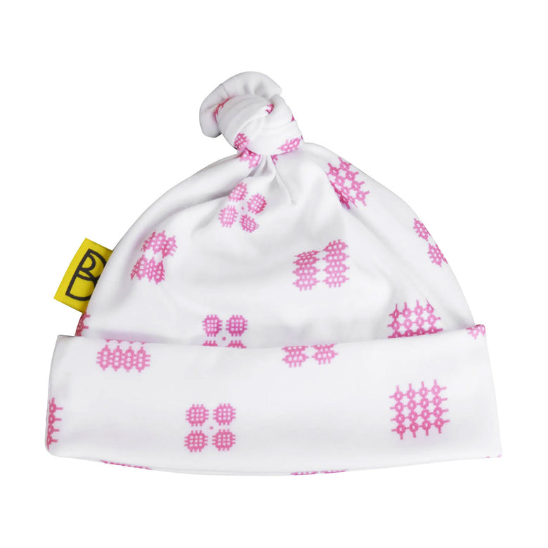 Organic cotton carthen print baby hat - pink
