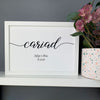 Personalised gift for couples framed print with the word 'love' in Welsh.