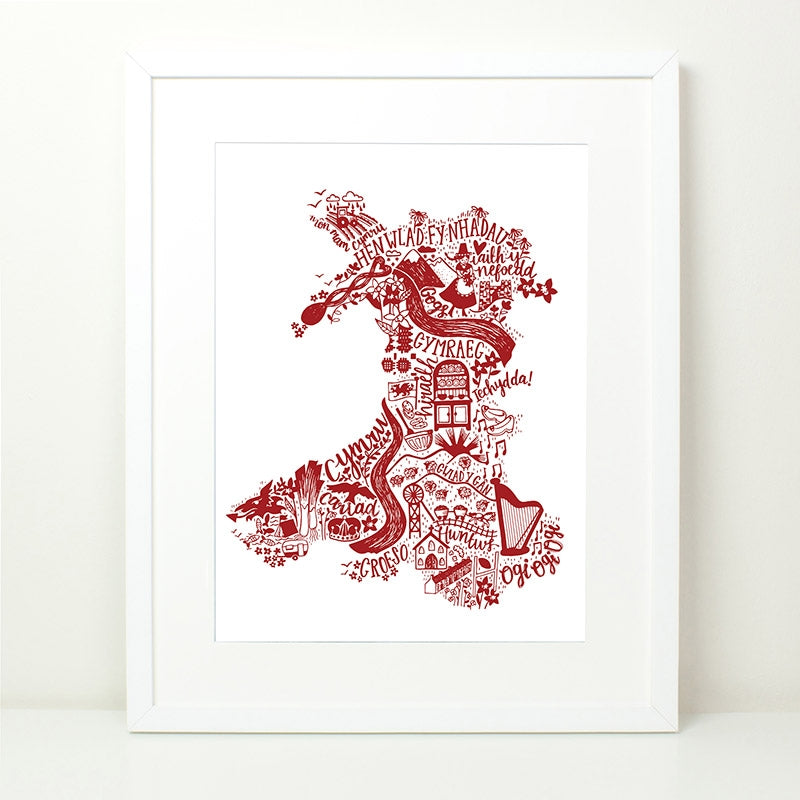 Wales print - red