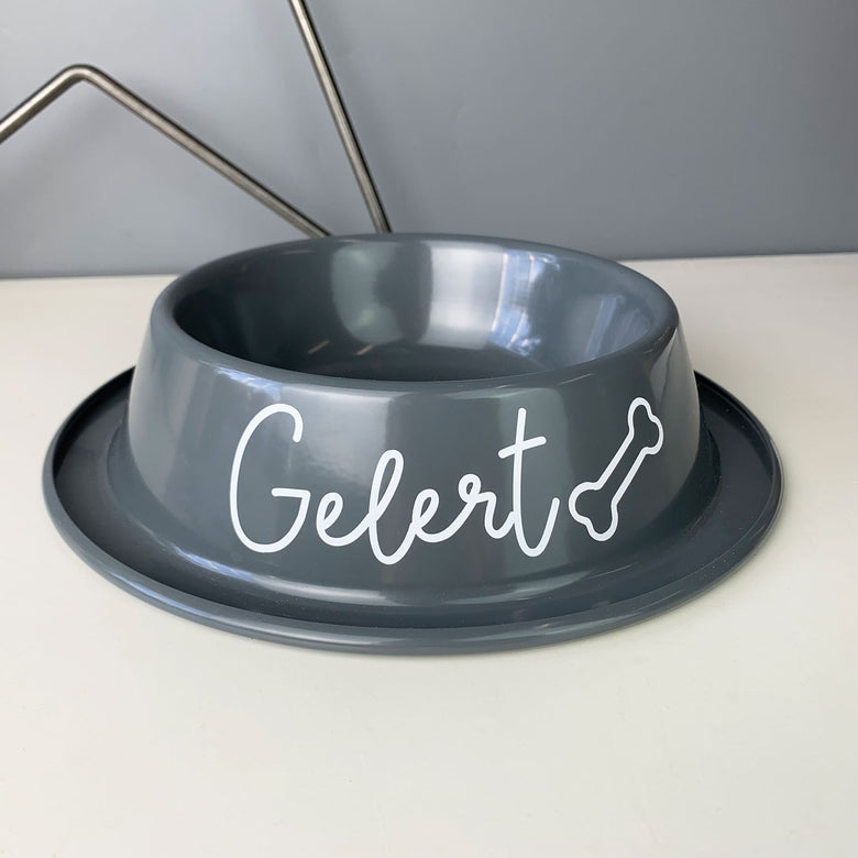 Personalised dog bowl - dark grey