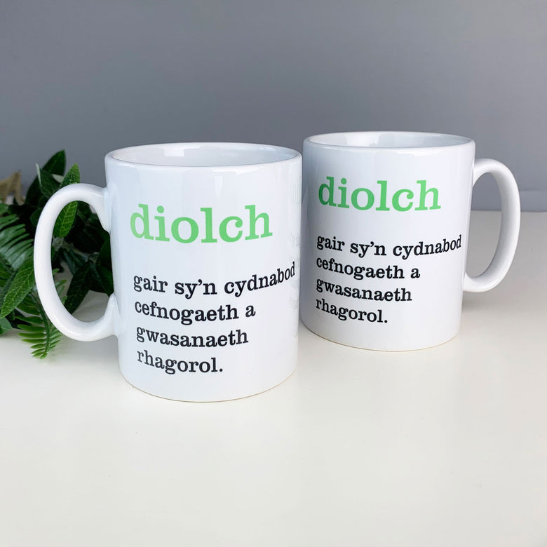 Welsh definition mug - diolch