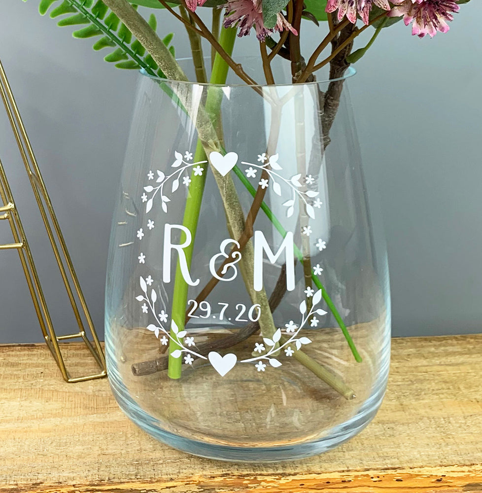 Personalised initials glass vase