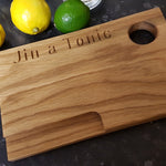 Handmade Welsh kitchen homeware with lemon and lime with words 'gin and tonic' in Welsh