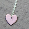 Enamel heart pendant - baby pink
