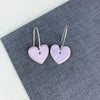 Enamel heart earrings - baby pink