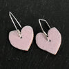 Enamel heart earrings - baby pink