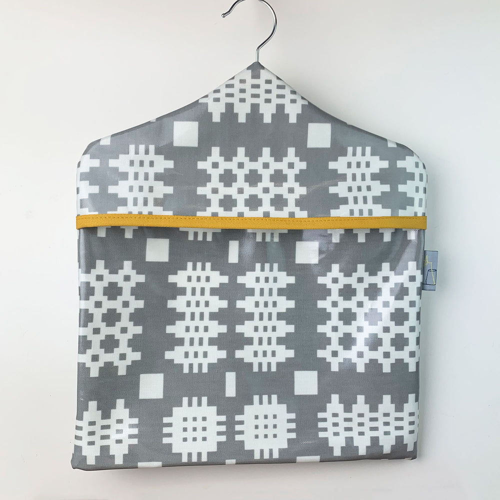 Welsh blanket print peg bag - grey