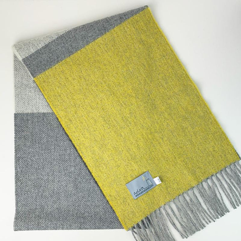 Welsh lambswool scarf - canary stripe